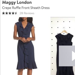 💙 Maggy London Crepe Ruffle Front Sheath Dress 💙